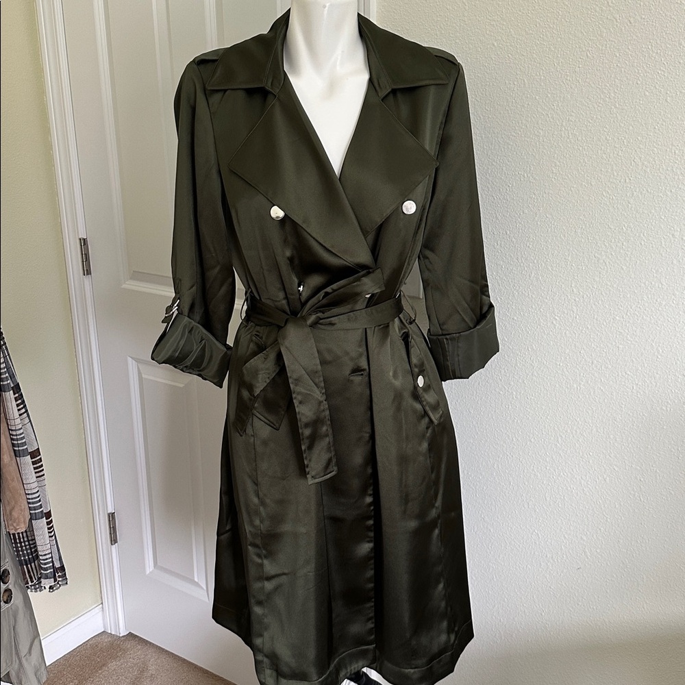 INC International Concepts Olive Green Trench Coat